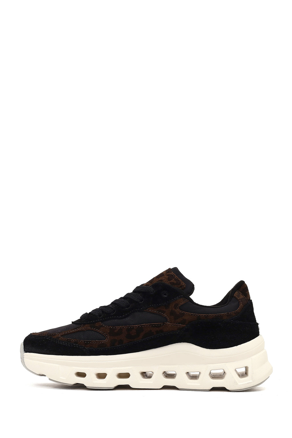 Kadın Siyah Bağcıklı Kalın Tabanlı Deri Sneaker