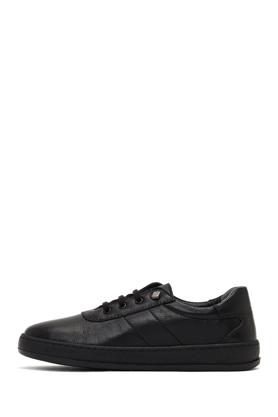 Woman Black Lace-Up Leather Comfort Shoes