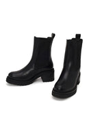 Woman Black Thick-Heeled Leather Chelsea Boots | Derimod