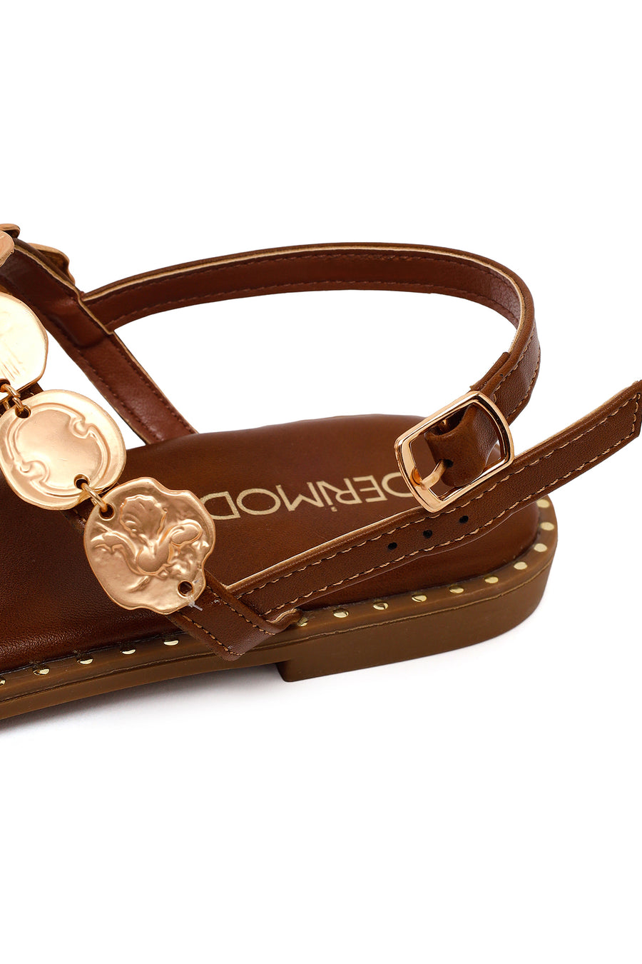 Woman Brown Jeweled Toe-Post Sandal