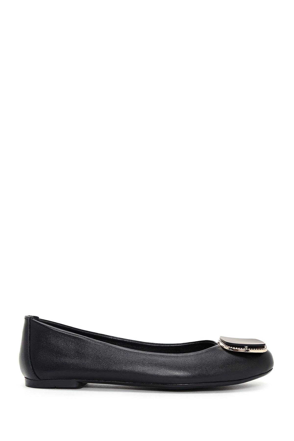 Women's Black Leather Ballerinas 24SFD270618 | Derimod