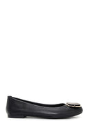 Women's Black Leather Ballerinas | Derimod