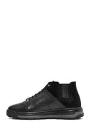 Men's Black Lace-Up Leather High Top Sneakers | Derimod