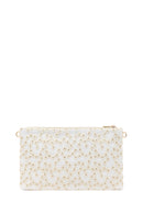 Woman Beige Long Chain Strap Patterned Clutch Bag | Derimod