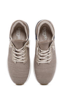 Derimod Zero Men's Beige Lace-Up Thick Soled Fabric Sneaker | Derimod