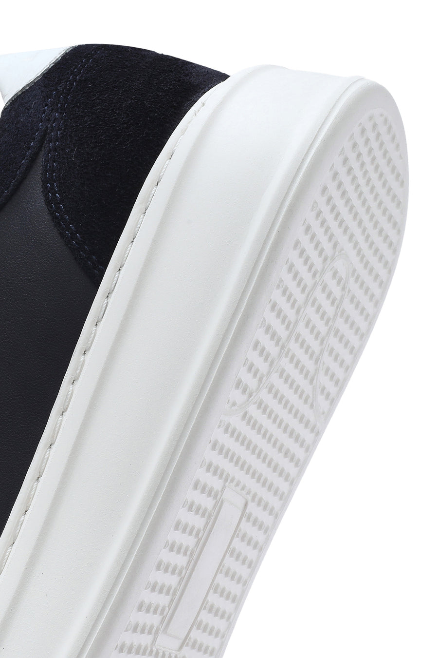 Erkek Lacivert Bağcıklı Deri Sneaker