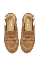 Women's Beige Backless Suede Leather Loafer | Derimod