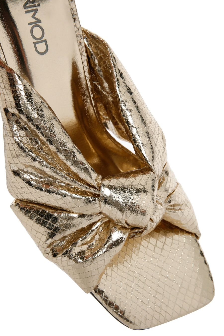 Women's Gold Transparent Thick Heeled Metallic Slippers