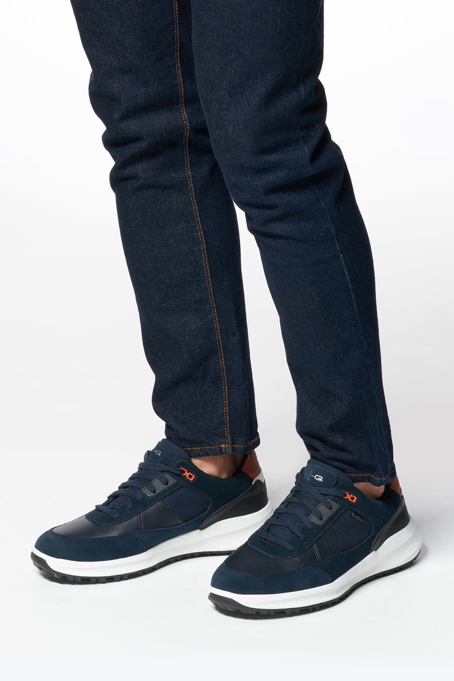 Geox Men's Navy Blue Pg1X Abx Laced Waterproof Leather Sneaker