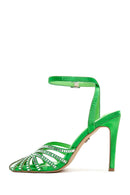 Women's Green Stone Thin Heel Sandals | Derimod