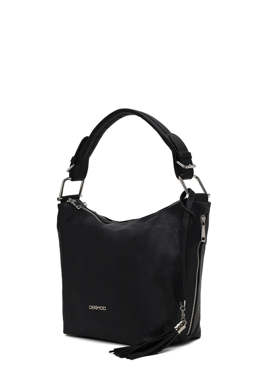 Woman Black Long-Strap Shoulder Bag