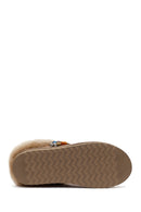 Woman Mink Stone-Embellished Suede Teddy Slipper | Derimod