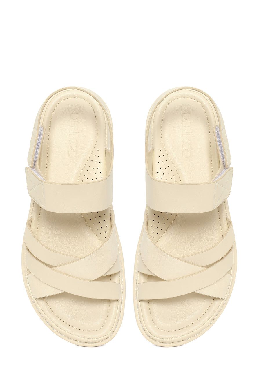 Woman Cream Strap Thick-Soled Comfort Sandal