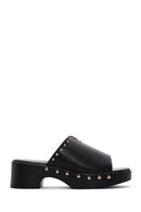 Women's Black Thick Heeled Slippers | Derimod