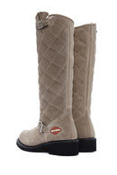 Harley Davidson Women's Beige Laconia Hi Zipper Leather Boots | Derimod