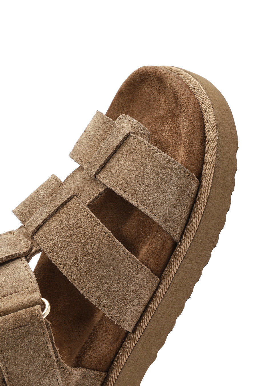 Women's Brown Thick Soled Suede Leather Sandals
