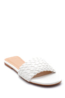 Kadın Beyaz Örgülü Casual Düz Terlik | Derimod