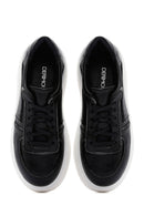 Women's Black Leather Thick Soled Sneaker | Derimod