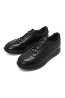 Erkek Siyah Bağcıklı Deri Sneaker | Derimod
