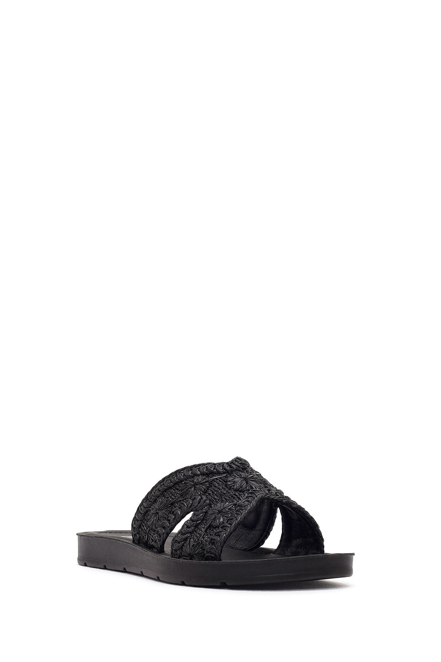 Women's Black Straw Slippers