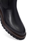 Male Black Thick-Soled Leather Chelsea Boots | Derimod