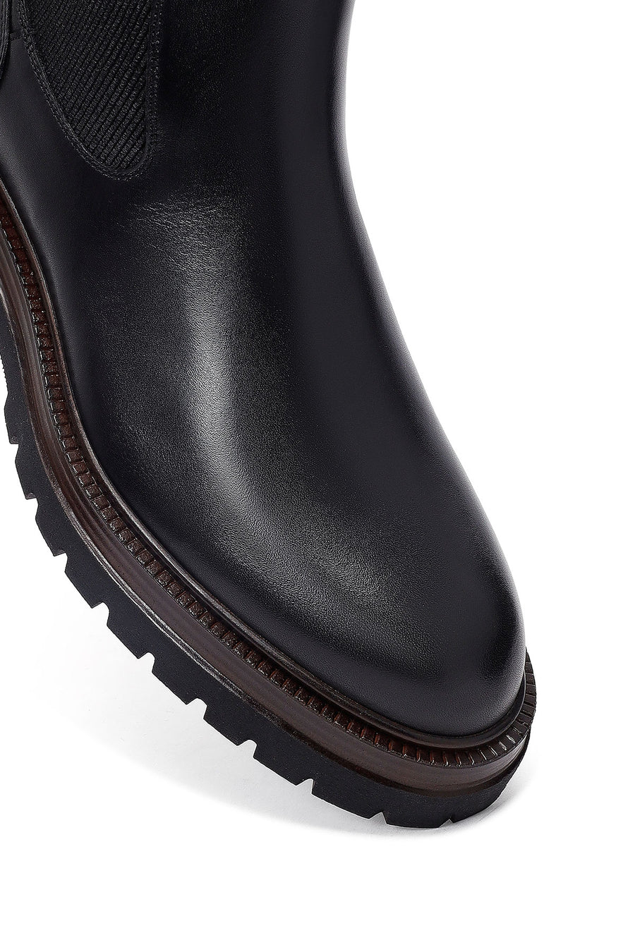 Male Black Thick-Soled Leather Chelsea Boots