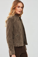 Emily Women's Mink Short Suede Leather Jacket | Derimod