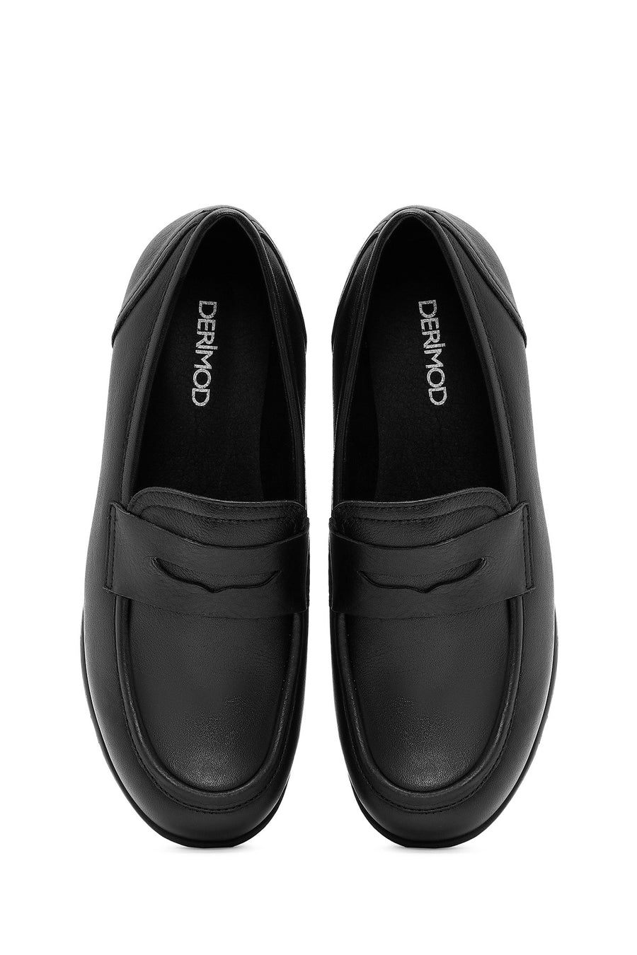 Kadın Siyah Dolgu Topuklu Deri Comfort Loafer