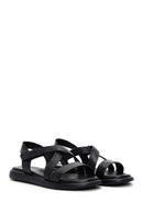 Women's Black Ankle Strap Leather Comfort Sandals | Derimod