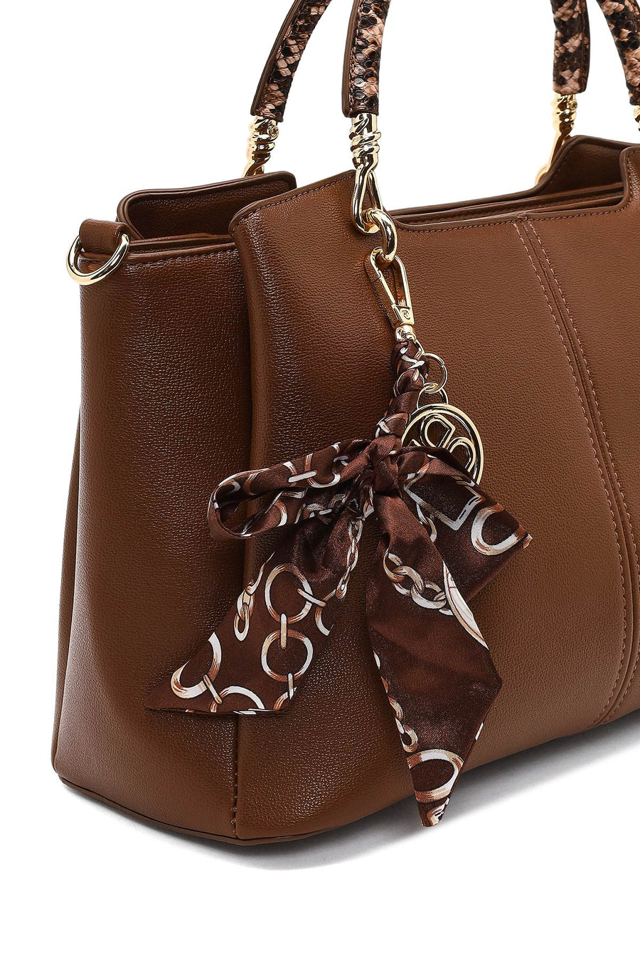 Woman Brown Long-Strap Accessory Shoulder Bag
