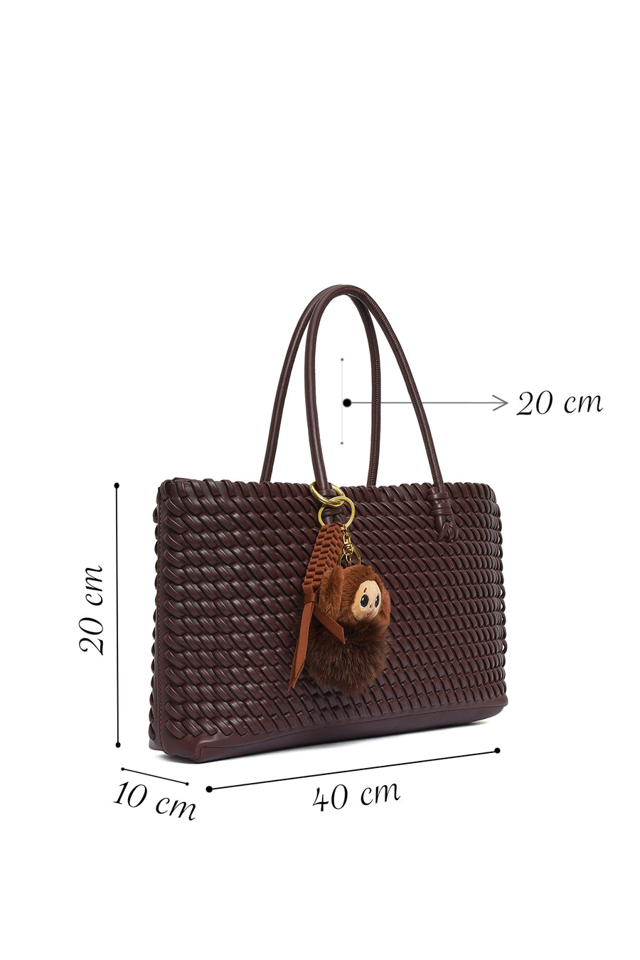 Women's Brown Braided Charm Shoulder Bag