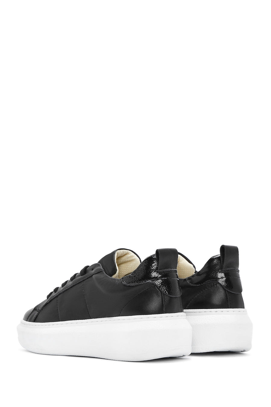 Women's Black Lace-Up Leather Sneaker