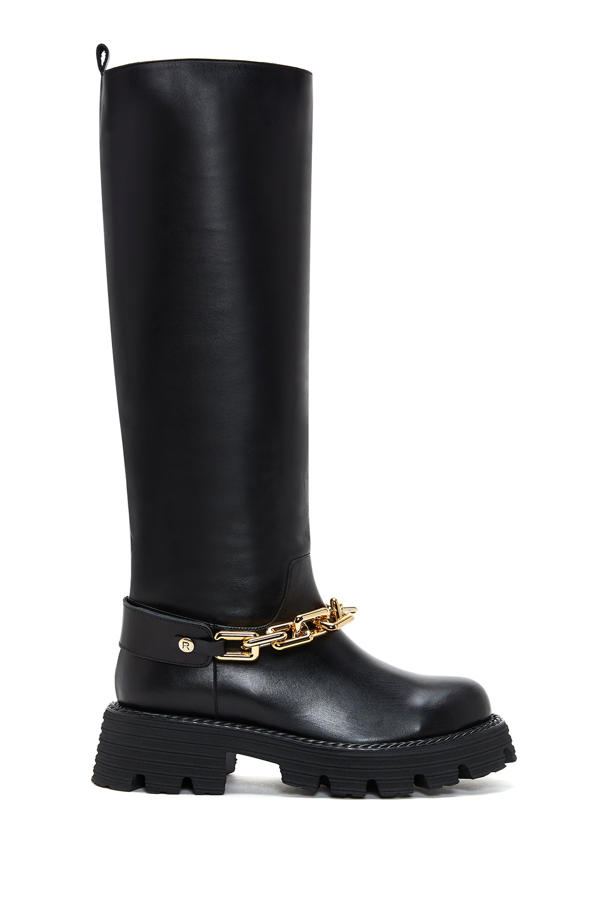 Women's Black Chain Detailed Leather Boots 22WFD136818 | Derimod