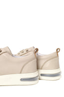 Erkek Bej Bağcıklı Kalın Tabanlı Deri Sneaker | Derimod