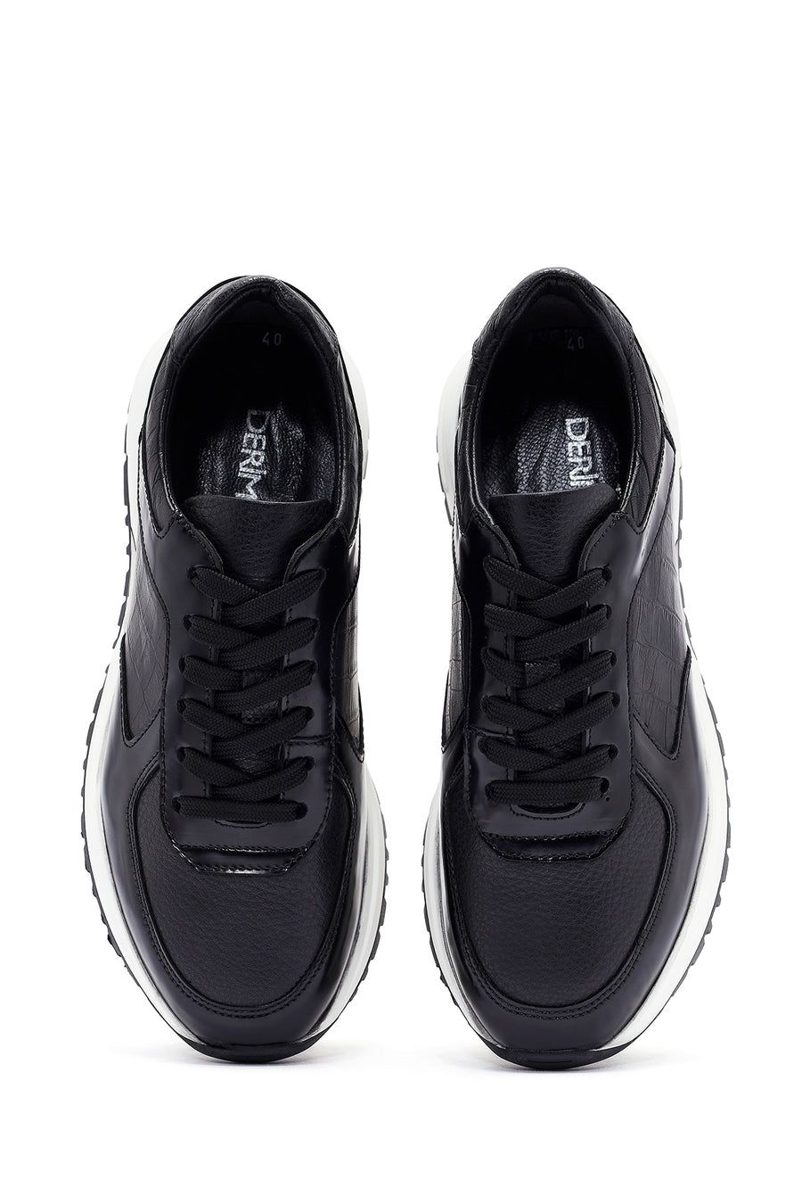 Men's Black Lace-up Leather Sneaker
