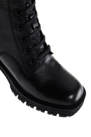 Women's Black Leather Zippered Heeled Boots | Derimod