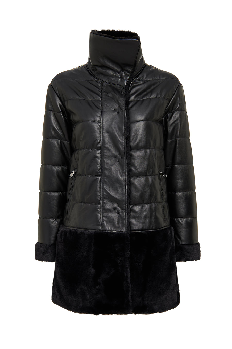 Avoriaz Women's Black Teddy Leather Coat