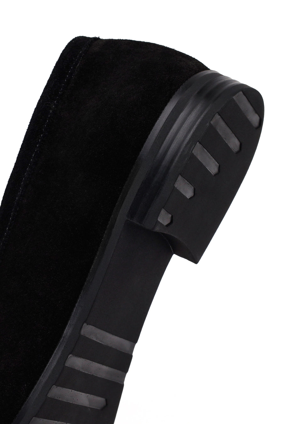 Woman Black Buckled Suede Masculine Loafer
