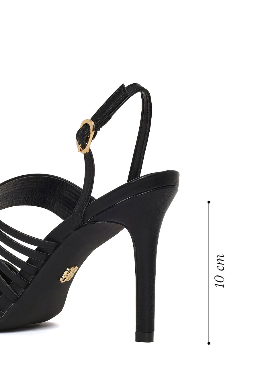 Woman Black Ankle-Buckle Slim High-Heel Sandals