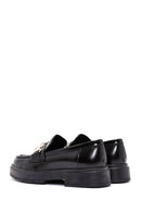 Women's Black Buckle Detailed Leather Masculine Loafer | Derimod