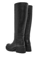 Women's Black Thick Heel Leather Boots | Derimod