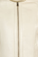 Adela Woman White Short Leather Jacket | Derimod