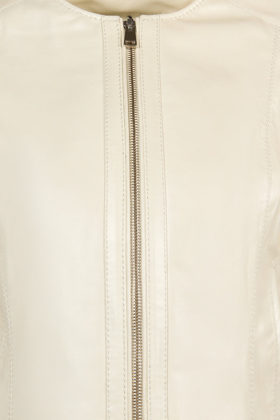 Adela Woman White Short Leather Jacket