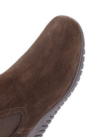 Women's Brown Wedge Heel Suede Leather Comfort Chelsea Boots | Derimod