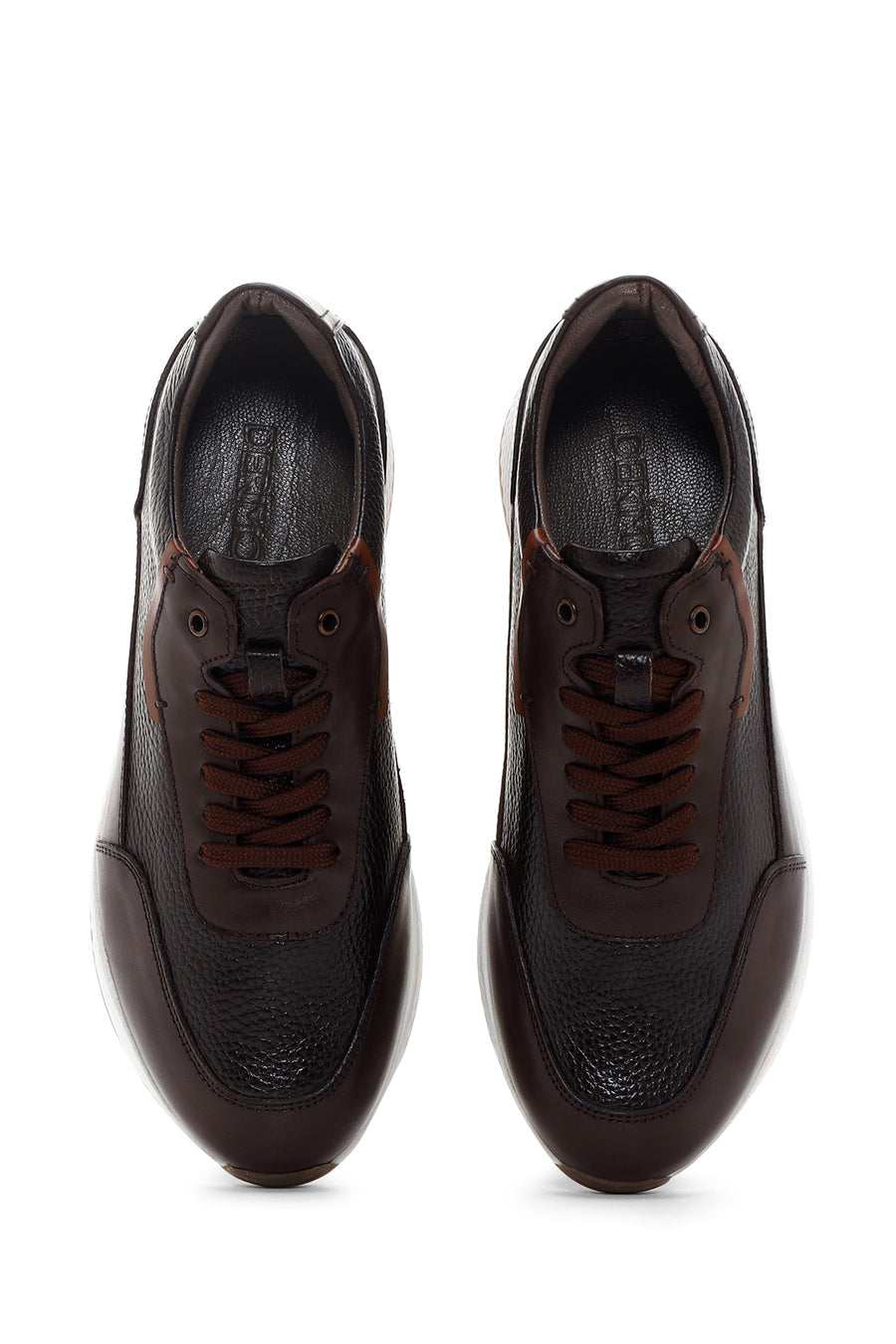 Men's Brown Thick Sole Leather Casual Sneaker