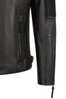 Lavine Male Black Slim-Fit Leather Jacket | Derimod