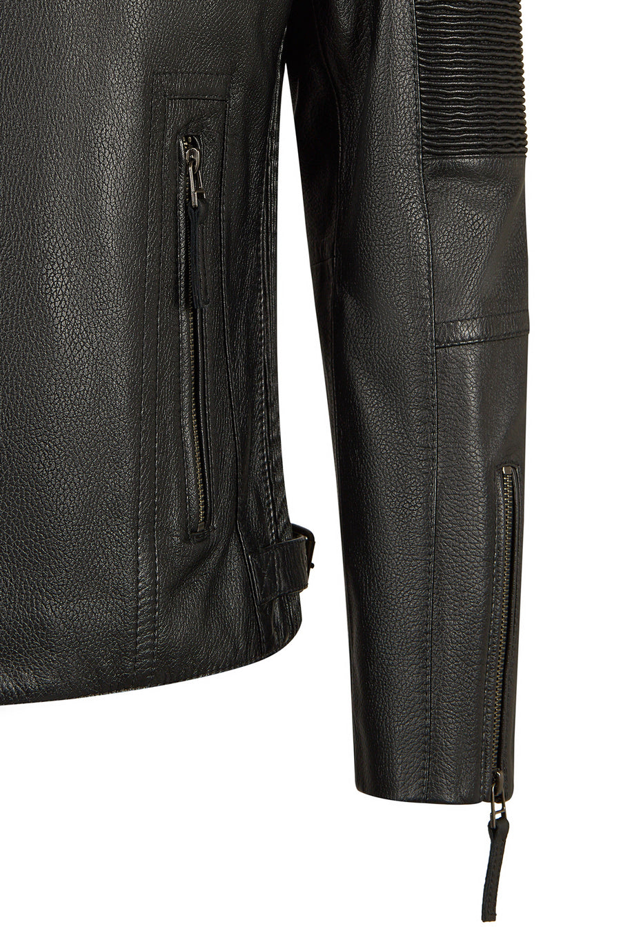 Lavine Male Black Slim-Fit Leather Jacket