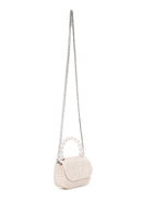 Women's Beige Wicker Pearl Handle Handbag | Derimod