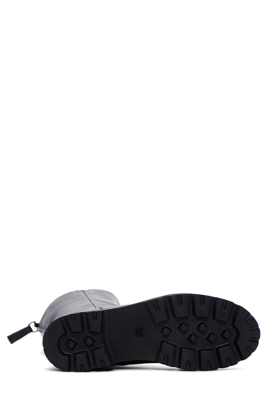 Woman Black Zip Closure Thick-Soled Leather Boot