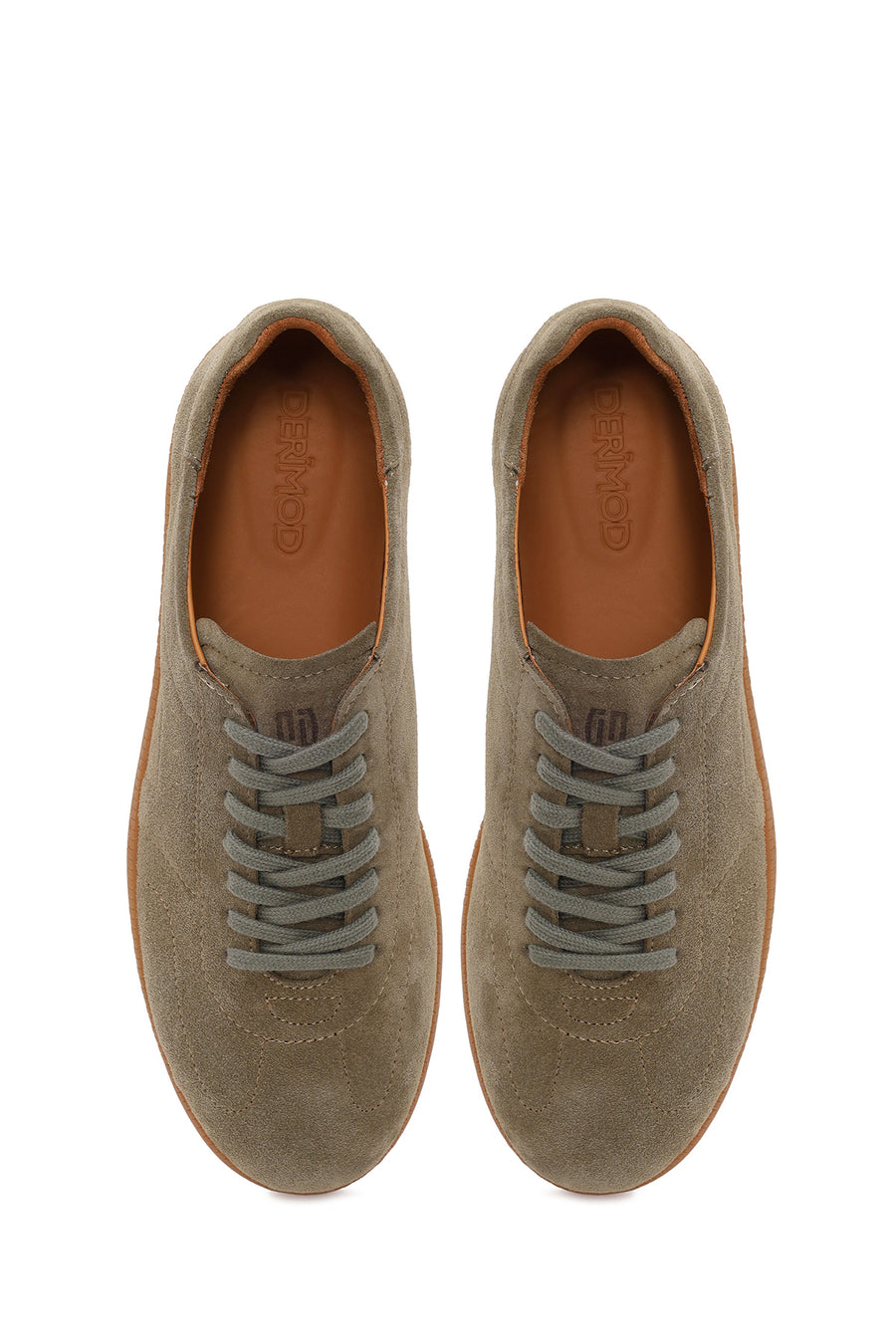 Male Light Green Lace-Up Suede Leather Sneaker